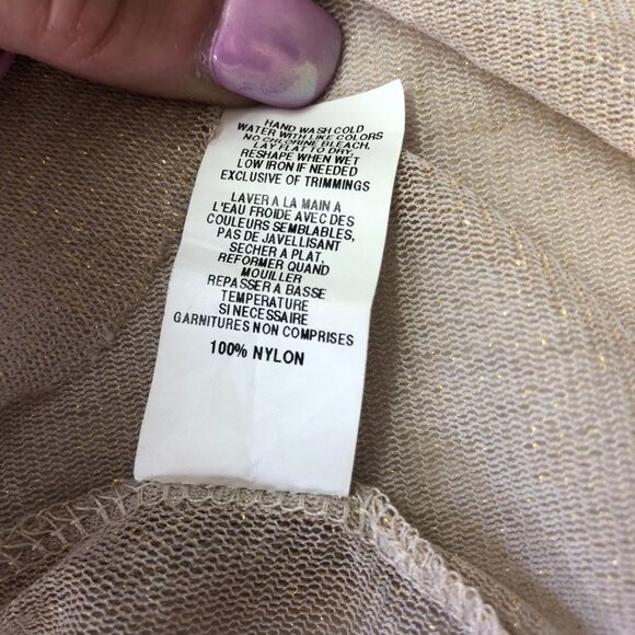 ANTISTAR Gold Sheer Metallic Short Sleeve Party Top Size Med - Picture 7 of 10